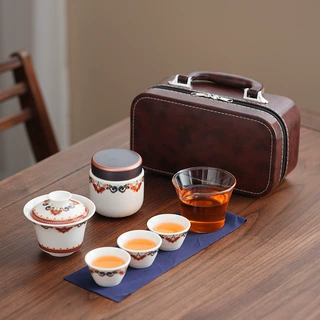 羊脂玉瓷旅行茶具套装户外泡茶快客杯陶瓷一壶二杯商务礼品高档