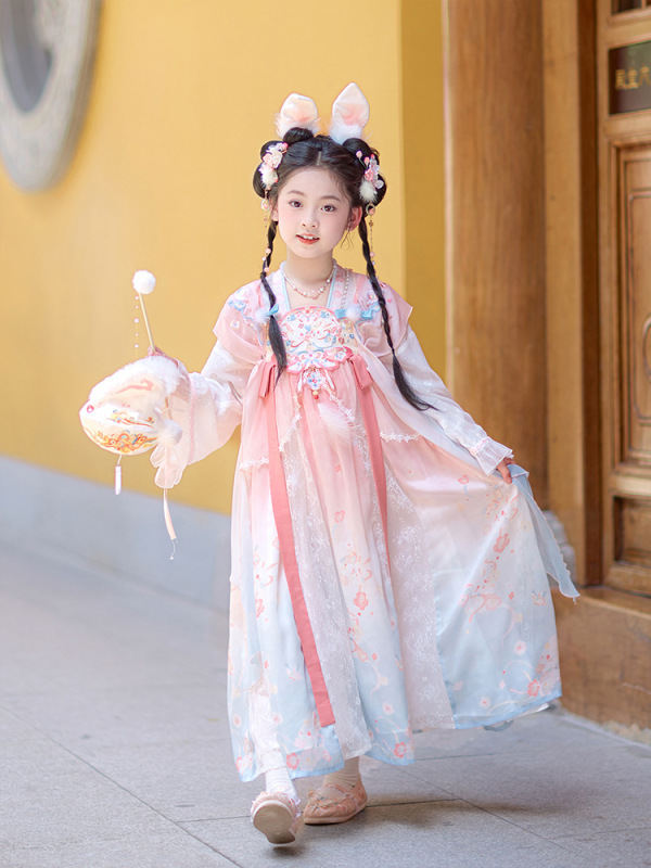汉服女童小嫦娥国风春秋新款超仙中秋襦裙唐装儿童女孩古装连衣裙|undefined