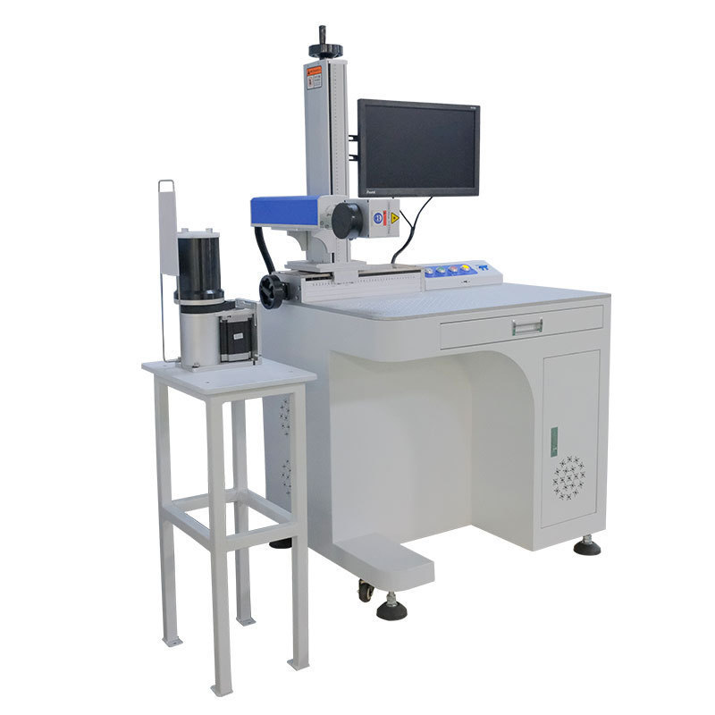 Máquina de marcado láser para MANGO de cuchillo con mango de cuchillo giratorio vertical traje de marcado de metal fecha 50W máquina de marcado láser