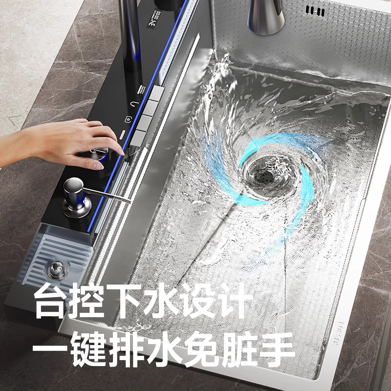 5.0 Fregadero de cascada de ballena engrosada 304 Tecla de piano hecha a mano de acero inoxidable grande de una sola ranura Cocina para el hogar Lavador de platos