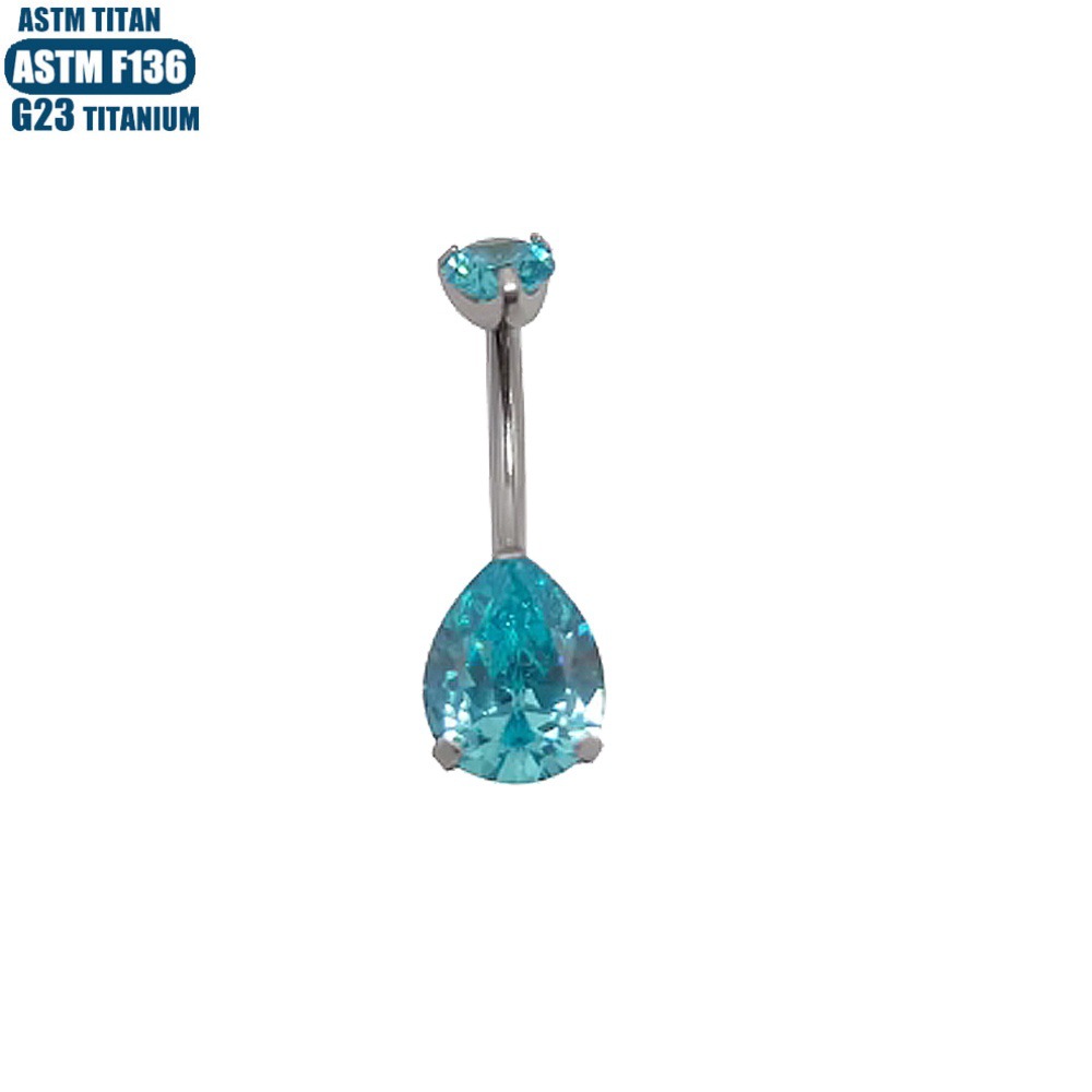 Titanium Alloy Drop Shaped CZ Navel Ring with Inner Threading Belly Button Jewelry DQ037 detail image 8