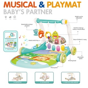 Cross-Border Children's Two-In-One Toddler Stroller Pedal Piano Multi-Functional Fitness Stand Baby Pedal Music Toy
