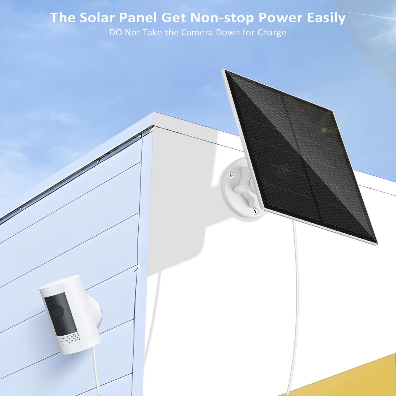 Battery solar-powered, videocamera, photovoltaic charging cable, 5W