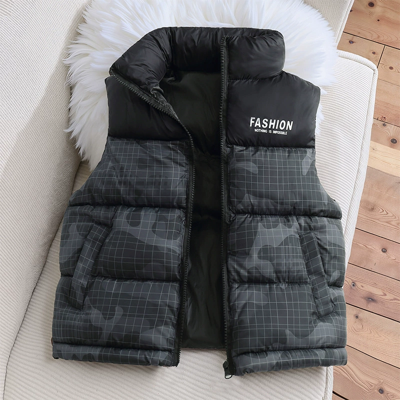 Новый детский пуховый хлопковый жилет, осенне-зимний утолщенный теплый внешний жилет для мальчиков и девочек, детская куртка среднего и большого размера с воротником-стойкой