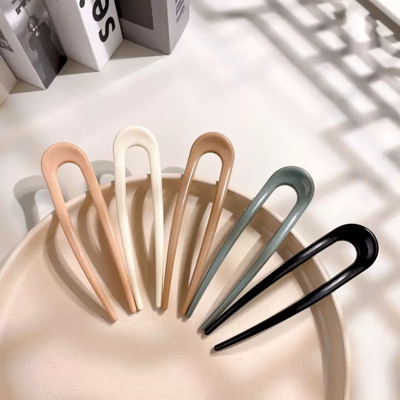 Резьба Hairpin U-образная модная шпилька для волос, простой элегантный летний дизайн, универсальная защепка