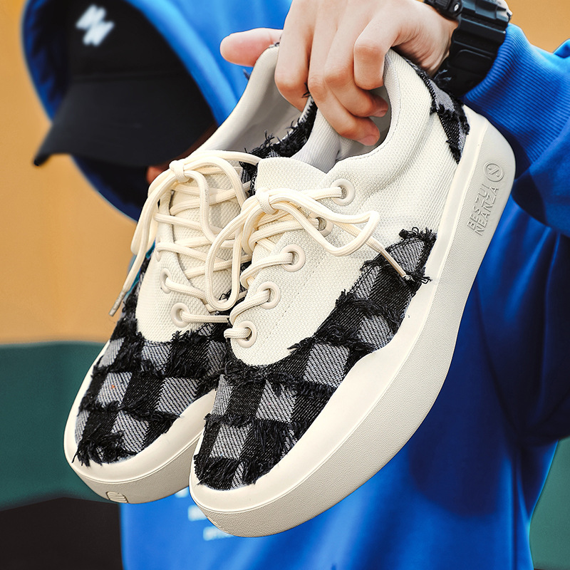 2024 autumn new men's low top canvas shoes Korean style trendy student skateboard shoes live sports casual men's shoes_voghion.com