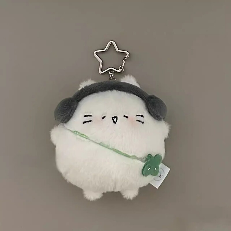 可爱胖嘟嘟小猫蛋四叶草小猫玩偶毛绒挂件超包萌书挂件钥匙扣挂饰|undefined