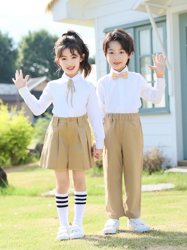 Traje de uniforme escolar de jardín de infantes, vestido para niños, nuevo producto, traje de actuación de coro de caqi, traje de clase de escuela primaria, traje de jardín
