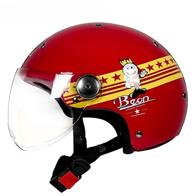 and Women, Universal for All Seasons, Motosiklet dəbilqələri - s-bright-red-and-yellow-boy-b103