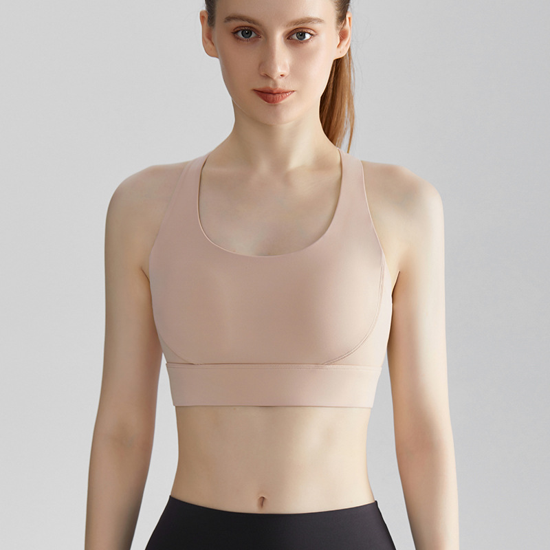 Wiman nueva ropa interior deportiva femenina taza fija a prueba de choque delgada running poliesterona malla vacía hermosa ropa interior de yoga