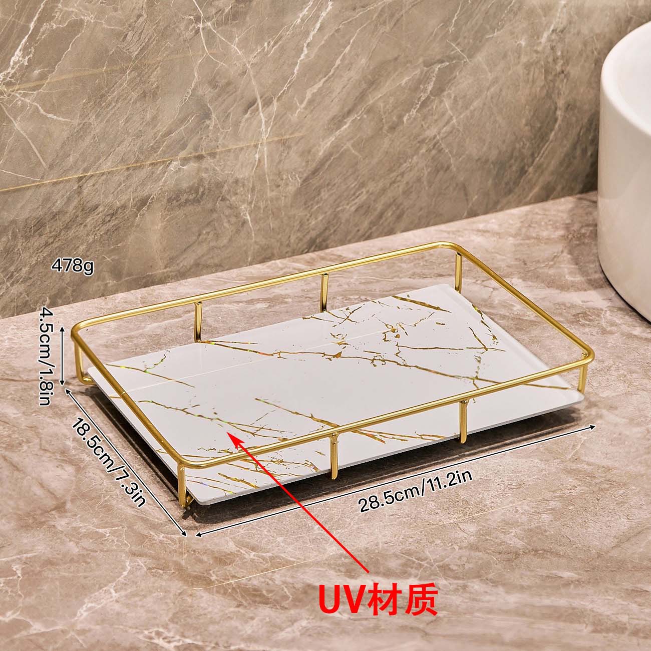 Inodoro de baño lavabo cosméticos caja de almacenamiento estante de almacenamiento de inodoro lavabo bandeja de escritorio de lujo ligero