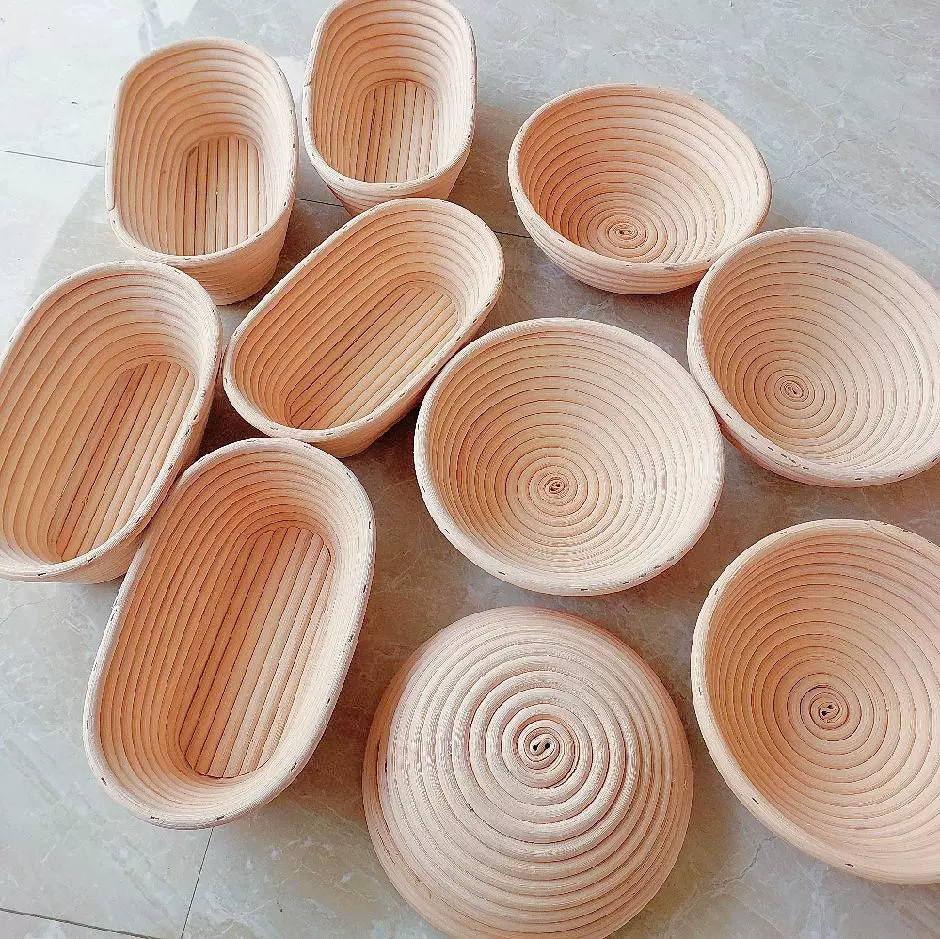 亚马逊印尼越南欧式发酵篮越南藤编烘焙用具乡村面包圆形面包篮