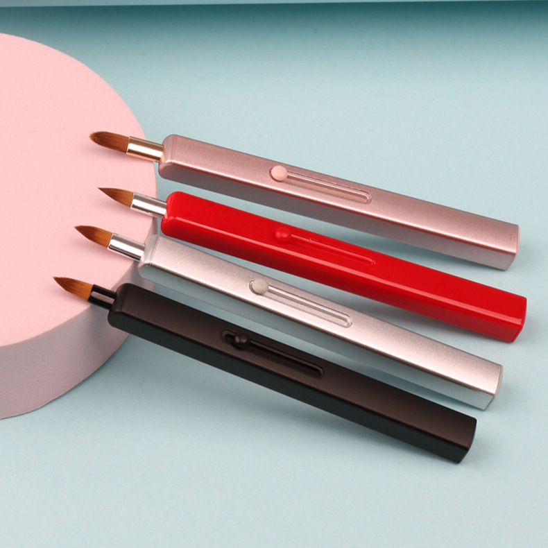 Retractable Lip Brush with Lid Double Head Portable Lip Brush in stock Makeup Brush Metal Lipstick Brush Makeup Tools