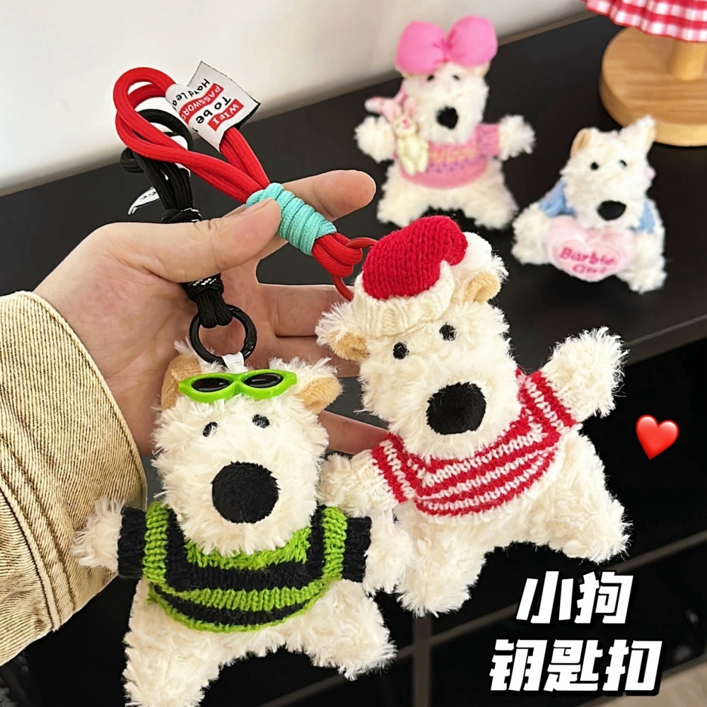Creativo lindo perro muñeca colgante dibujos animados peluche colgante regalo West Highland perros accesorios llavero nuevo