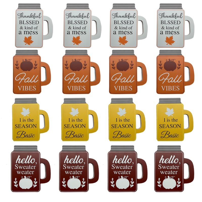 Transfronterizo 4PCS cosecha de Acción de Gracias tazas de vino modelado bandeja de madera decoración de mesa