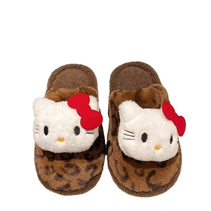 哈喽kitty拖鞋卡通毛绒室内加绒加厚冬季防滑保暖软底棉拖鞋可爱|undefined