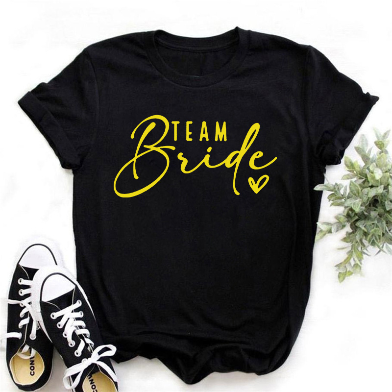 Cross-Border Hot Selling Birde Team Pattern Printed Short-Sleeved T-Shirt Bridal Party Women's Tops Aliexpress Ready Stock