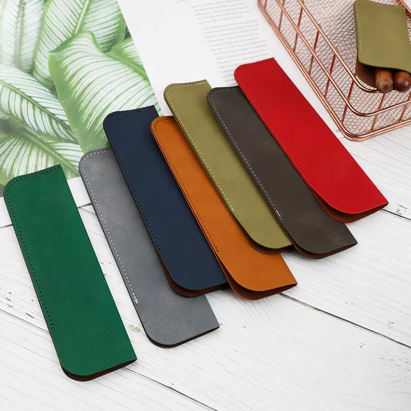 Spot Literary Retro Double pu Pen Cover Colorful Simple Storage Bag Carry-on Compact Pen Bag Stationery Protection
