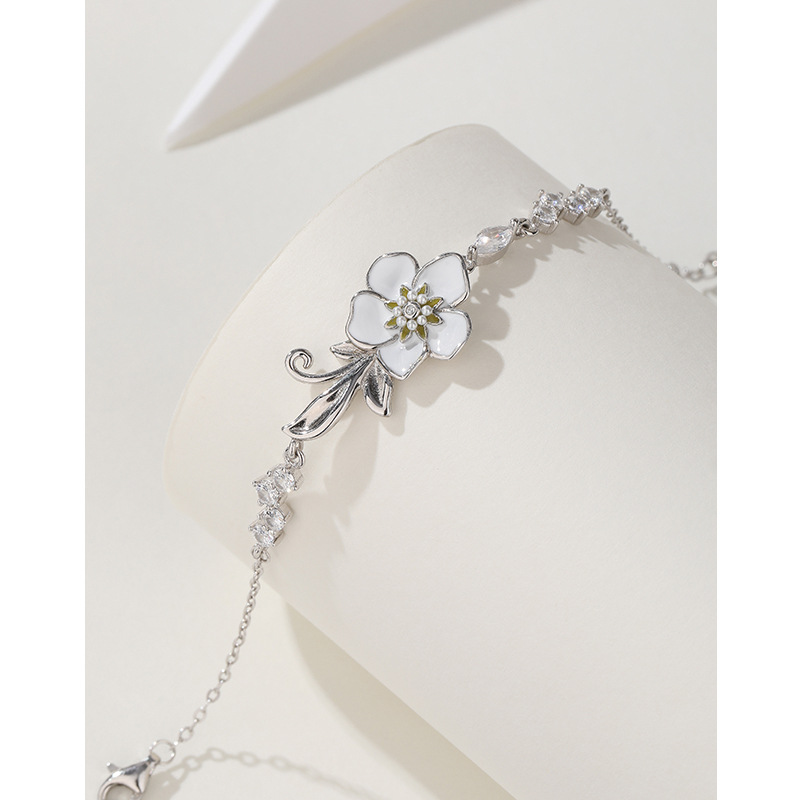 S925 plata esterlina Camelia pulsera de lujo ligero nicho exquisito diseño 2023 pulsera de la nueva muchacha