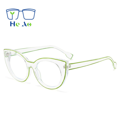 禾傲 新款猫眼时尚防蓝光平光镜欧美女士ins前卫潮流个性百搭眼镜