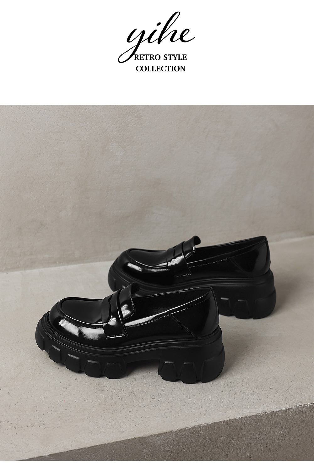 Giày loafer nữ đế xuồng cao gót phong cách Anh quốc cổ điển — đen chi tiết 13