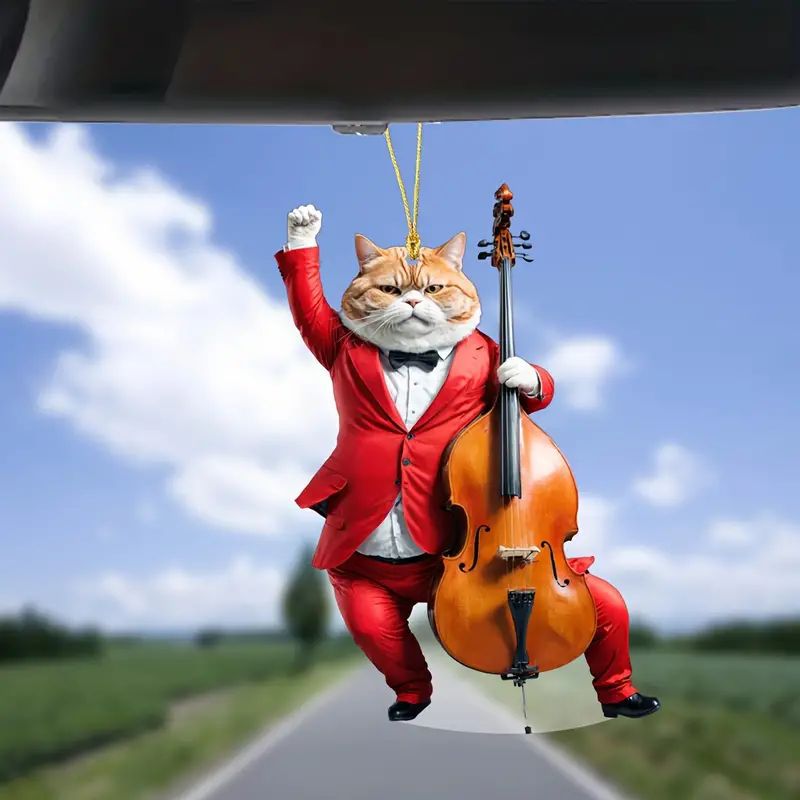 Creativo nuevo exquisito gatito colgante acrílico plano transfronterizo automóvil espejo retrovisor interior decoración colgante para el hogar