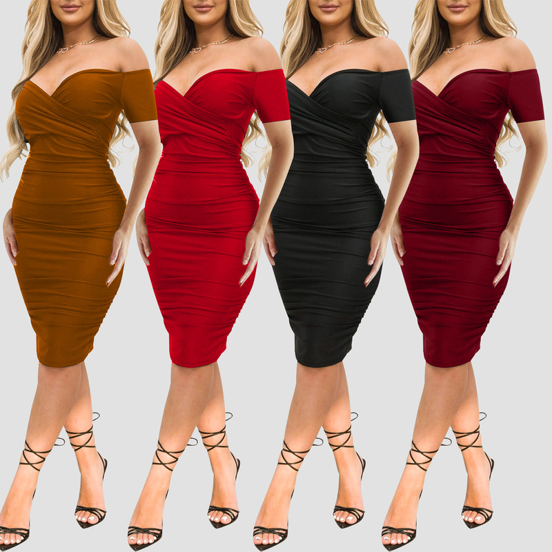 OS6984 Cross-border Summer New Amazon European and American Women's Sexy Nightclub Short-sleeved Dress