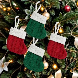 Cross-border New Products Christmas Knitted Socks Candy Gift Bag Dining Table Knife and Fork Set Christmas Tree Pendant Decoration Supplies