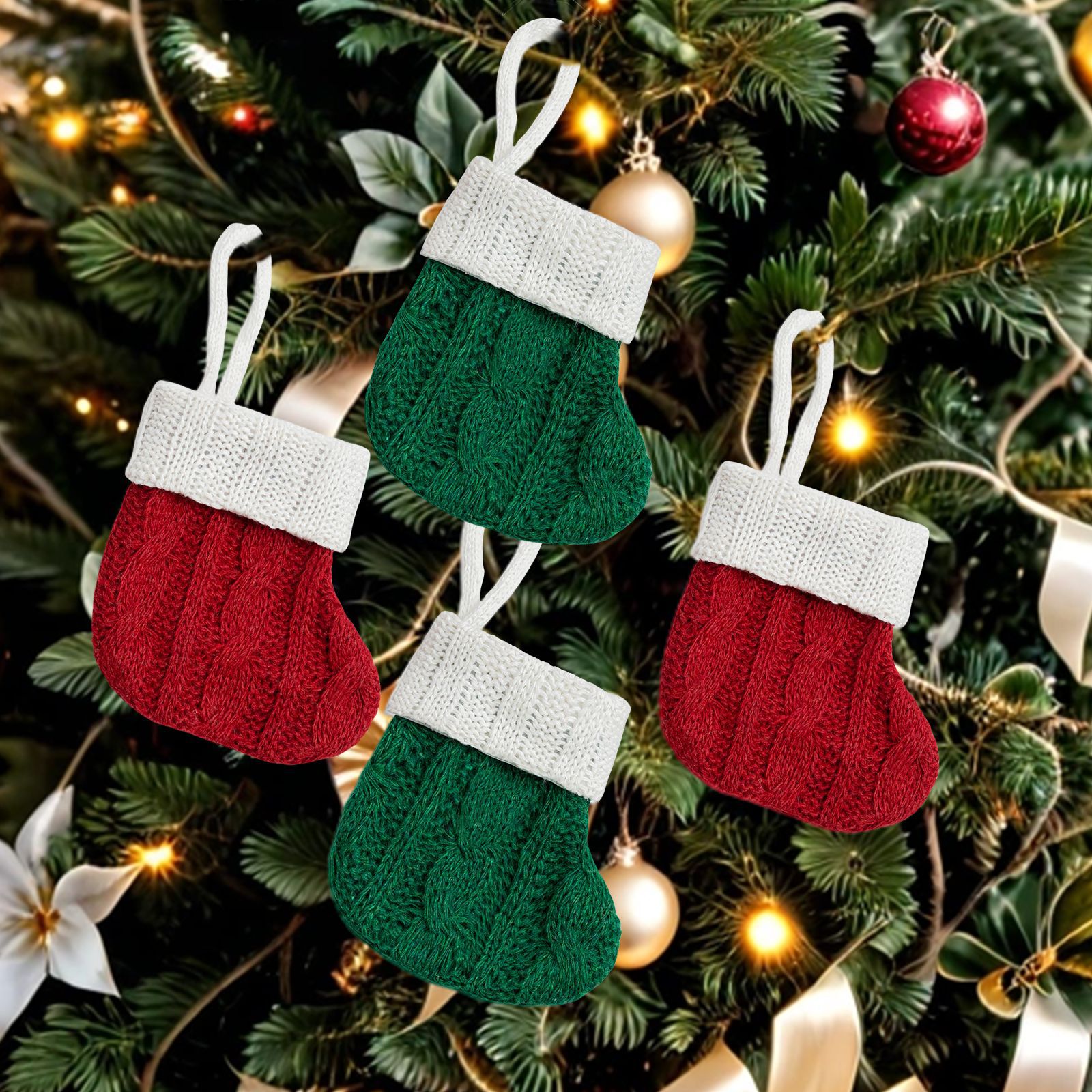 Nuevos productos transfronterizos calcetines de Navidad bolsas de regalo de dulces mesa cubierta de cuchillo y tenedor colgante de árbol de Navidad accesorios de decoración