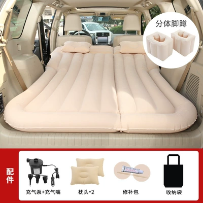 Car Inflatable Mattress Car Vehicle-mounted inflatable bed - dual-purpose-trunk-and-rear-seat-suv-straight-pull-with-flocking-rice-square-pier-equipped-with-22m-car-pump