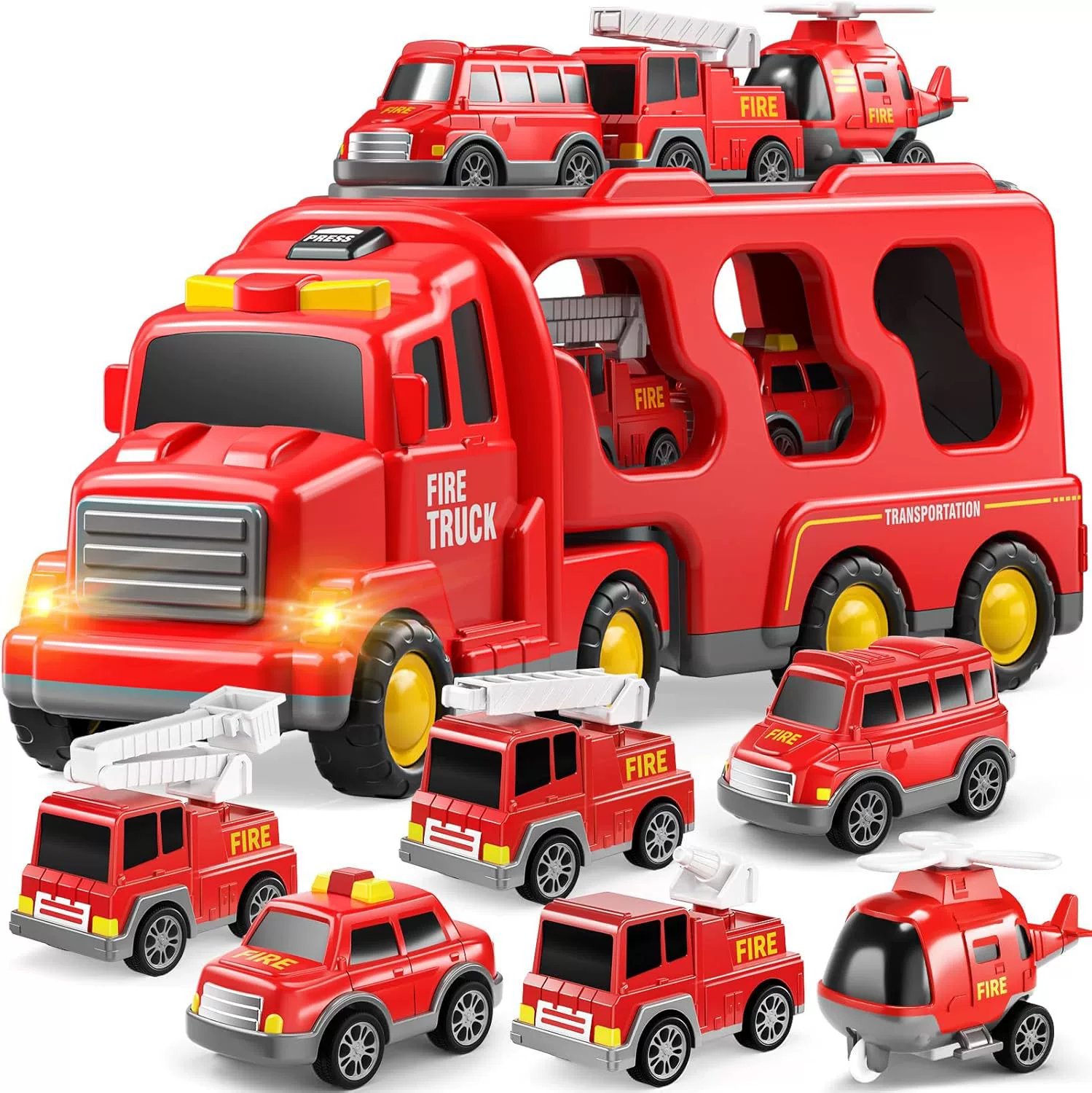 Inertia toy car for boys, music children's lightweight headlights, transport