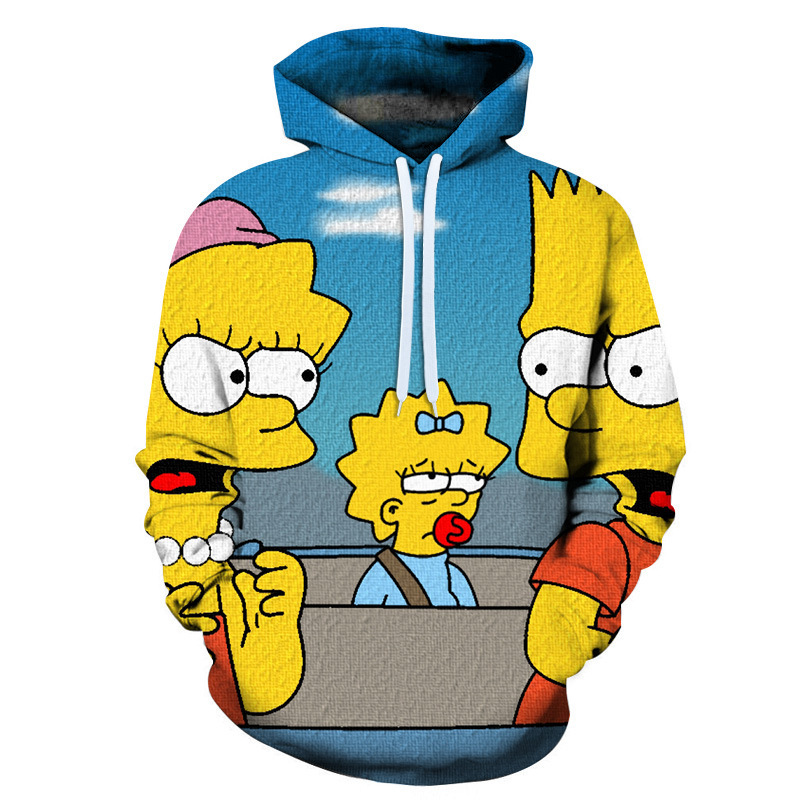 Cross-Border Anime the Simpsons 3D Digital Printing Casual Sports Couple Sweatshirt Hooded Top