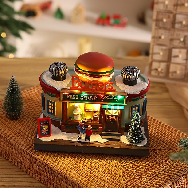クリスマス発光オルゴール装飾キッチンカフェウィンドウ装飾樹脂サンタクロースギフトボックス|undefined