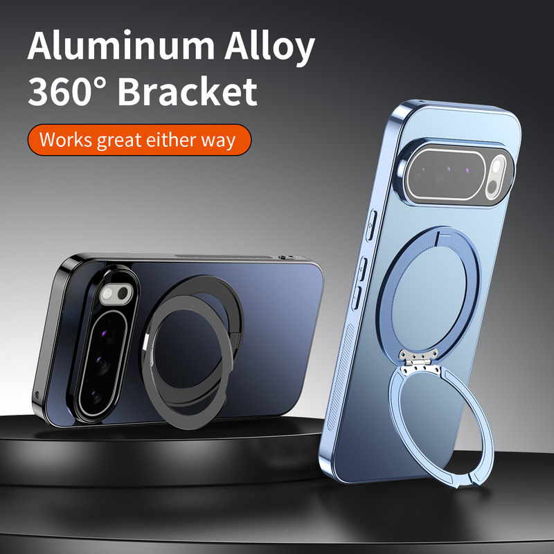 Suitable for Google Pixel 11 Pro XL Magnetic 360-Degree Rotating Stand Phone Case 10A Electroplated Protective Cover