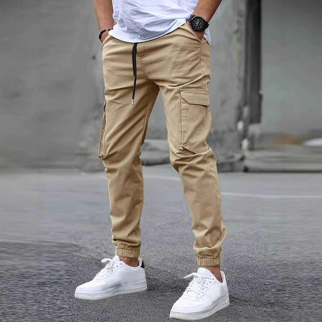 2025 трансграничная мужская молодежная популярная сплошной цвет мужские брюки-аниматор повседневные тонкие брюки для ног пятно оптом