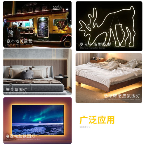 LED strip 5V low-voltage ultra-bright battery-operated model, plugless USB flexible neon silicone ambiance soft light bar