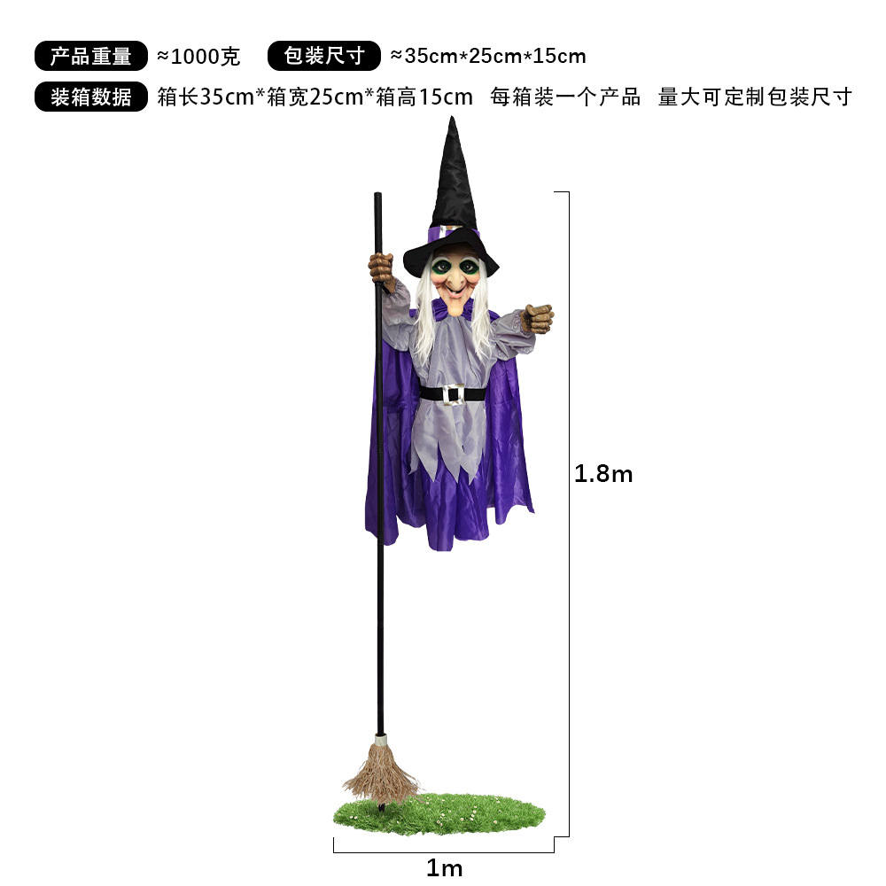 Bruja Colgante Animada de Terror de Tela No Tejida, con Control por Voz y Luz, para Halloween y Casas Embrujadas