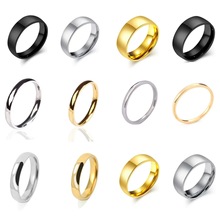 跨境爆款配饰 2 3 4 6 8MM钛钢素圈光面戒指 不锈钢内外圆弧戒指