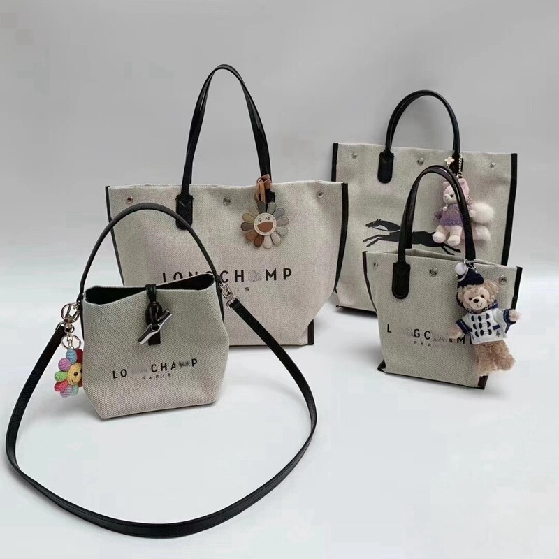 French Dragon-Set Canvas Bamboo Bag Satchel Shoulder Large Tote Crossbody Bag Bucket Bag Tofu Bag Lightweight Armpit Bag