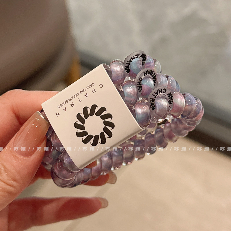 ヘアアクセサリー、シームレスオーロラ、耐久性のある紫色のゴムバンド、女性用ヘアゴム、多用途、高品質、夏用電話コードヘアゴム、新鮮なヘアロープ|undefined