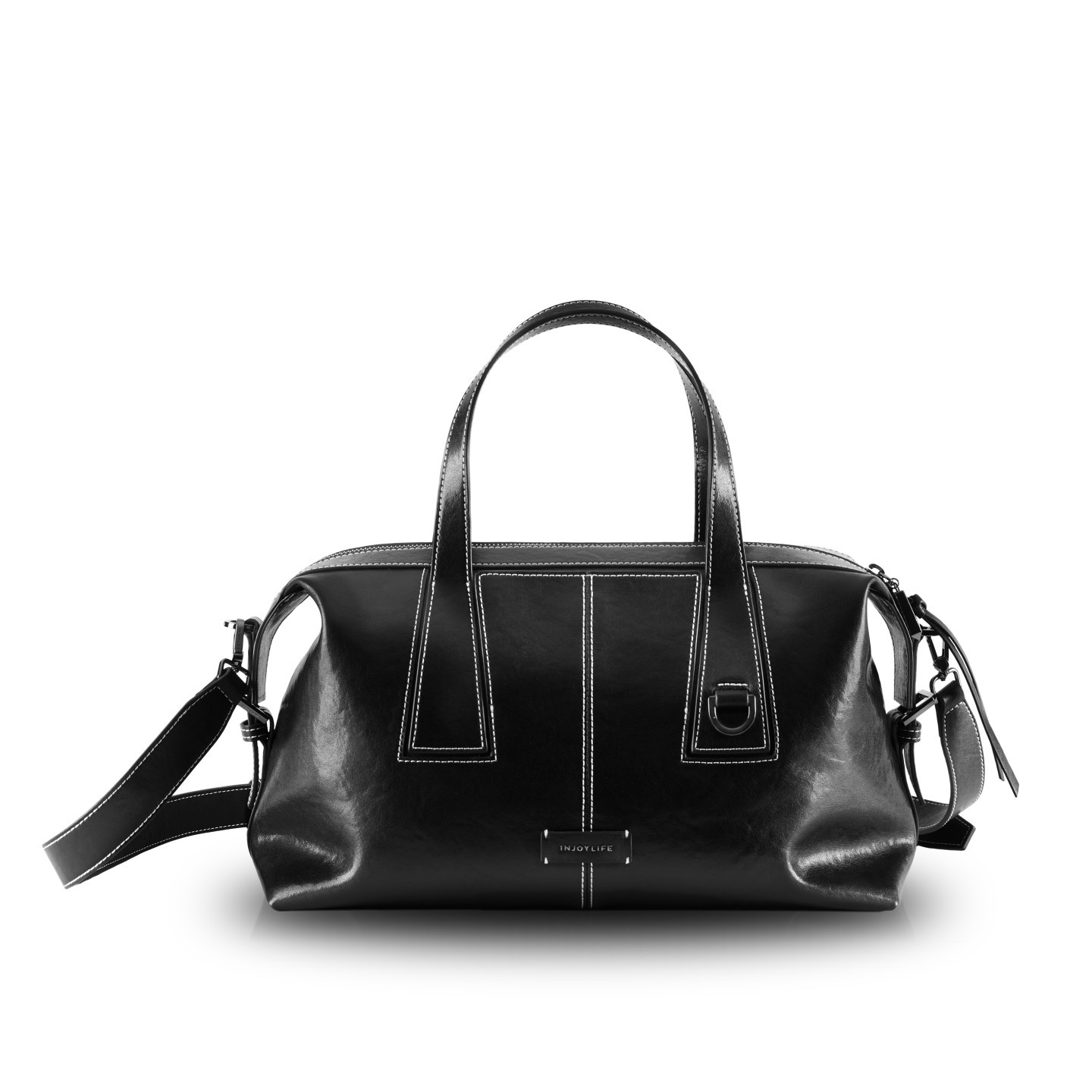 INJOYLIFE Square-Edge Boston Bag - Versatile Large Capacity Cowhide Shoulder, Crossbody, and Handbag for Travel and Commuting - Thumbnail 6