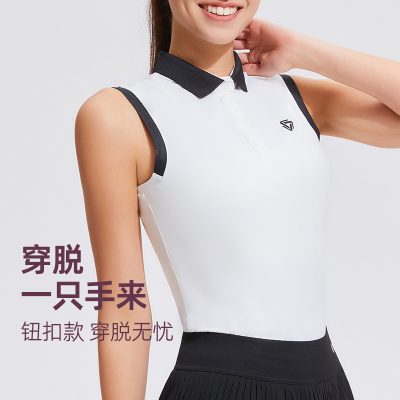 Camiseta deportiva de verano sin mangas chaleco de tenis de acondicionamiento con collar polo al aire libre transpirable seco rápido chaqueta de golf