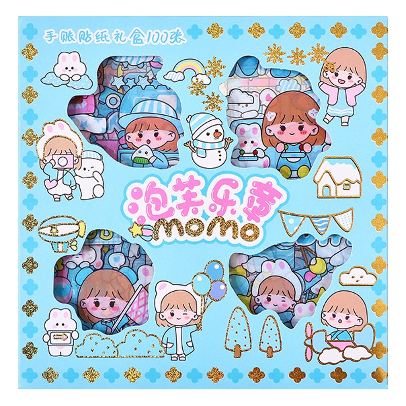 100 unidades de diario pegatinas traje transparente PET dibujos animados impermeable sin costuras diario pegatinas chica corazón DIY pegatinas decorativas