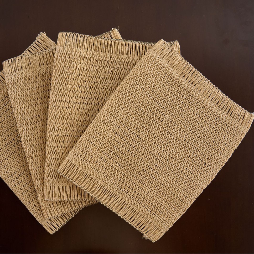 Yiqiyun almohadilla de mesa anti-escaldado estilo americano estilo pastoral color sólido tejido borla almohadilla para plato decorativa y embellecedora