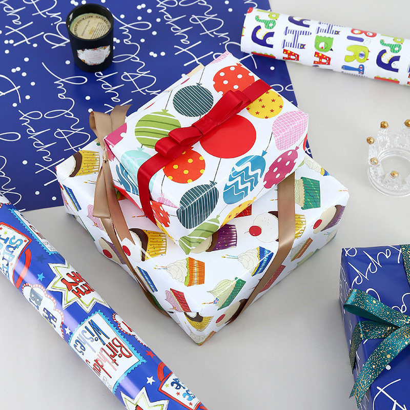 Papel de Regalo Infantil con Dibujos Animados Originales, Caja de Regalo, Papel para Manualidades, Cumpleaños, Niños, Jardín de Infancia, Centro Comercial, Papel Decorativo