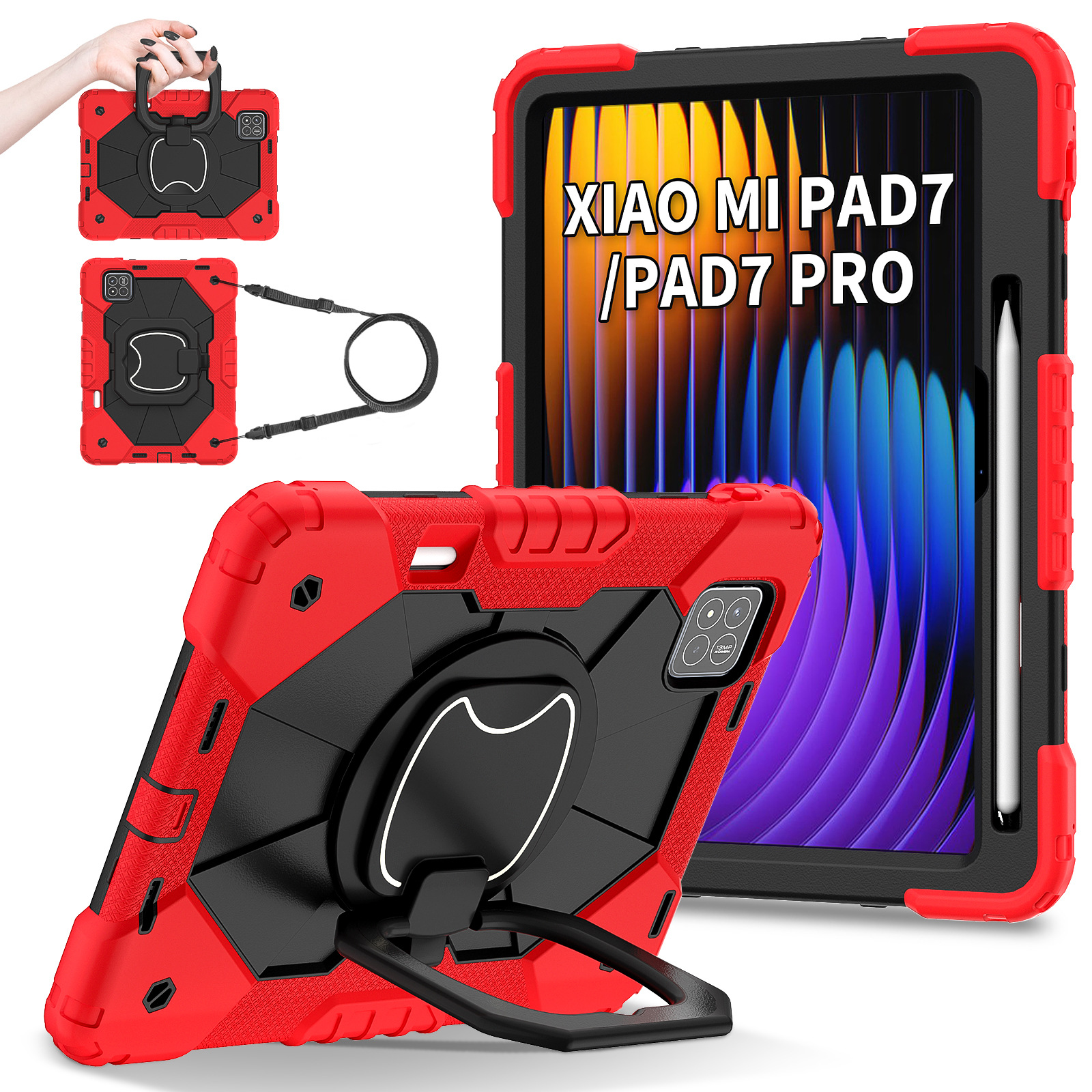 Funda para Tableta con Ranura para Lápiz para Xiaomi Pad 7 / Pad 7 Pro, A prueba de golpes, Con soporte, Anti-caída