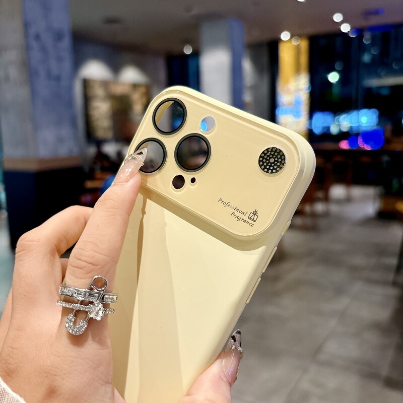 适用苹果17promax大视窗香氛手机壳iPhone16纯色硅胶15磨砂保护套|undefined