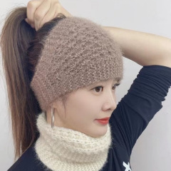 秋冬の厚手の女性用編みリスの首のヘアバンドの耳の保温は白髪の広い髪のバンドを遮ります。