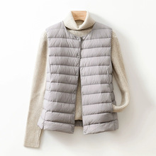 时尚秋冬新款轻薄羽绒服女内胆小个子马甲圆领内穿无领轻便背心潮