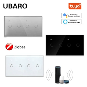 Стеклянная панель интеллектуального переключателя Zigbee, европейский стандарт, тип 157, поддерживает голосовую синхронизацию Alice, панель переключателя Tuya